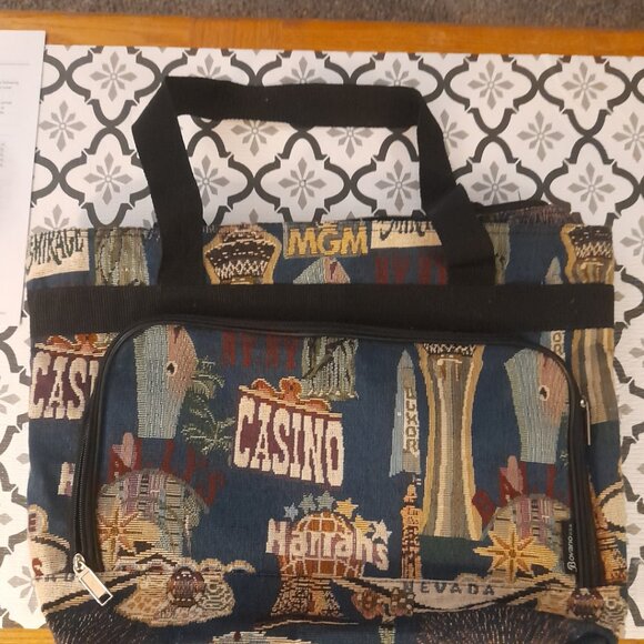 Excellent Vintage Las Vegas Casinos Tapestry Zip Tote Bag with Large Pocket - Picture 2 of 4